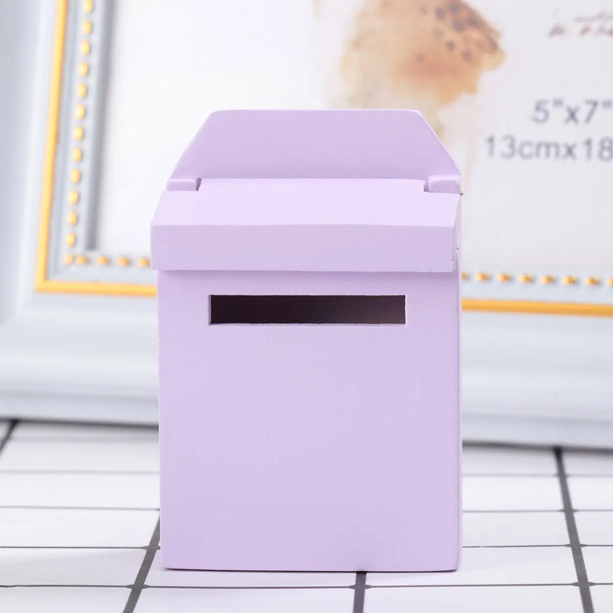 1 قطعة صندوق بريد خشبي مصغر الخزامى ديكورات منزلية صغيرة المشهد الدعامة الاطفال المنزل الفن عرض إغلاق غطاء