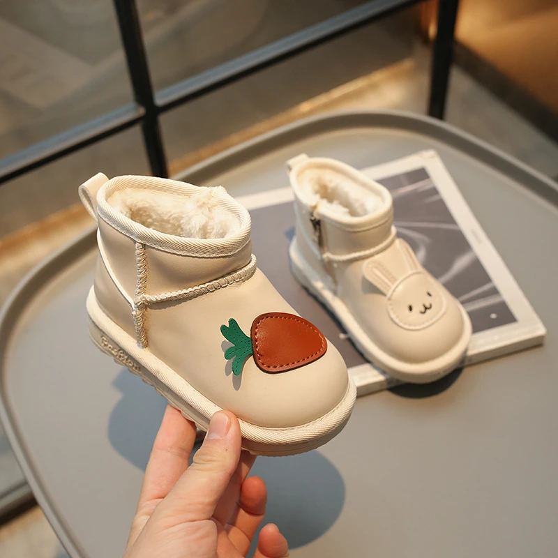 

Cute Rabbit Children's Causal Cotton Boots New Winter Kids Ankle Boots for Princess Versatile Warmth Girls Fashion Plush Boots
