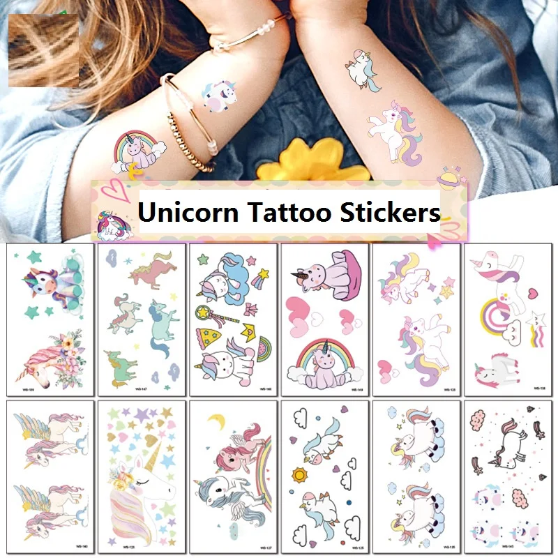 15/30 Sheets Waterproof Cartoon Unicorn Temporary Tattoo Sticker