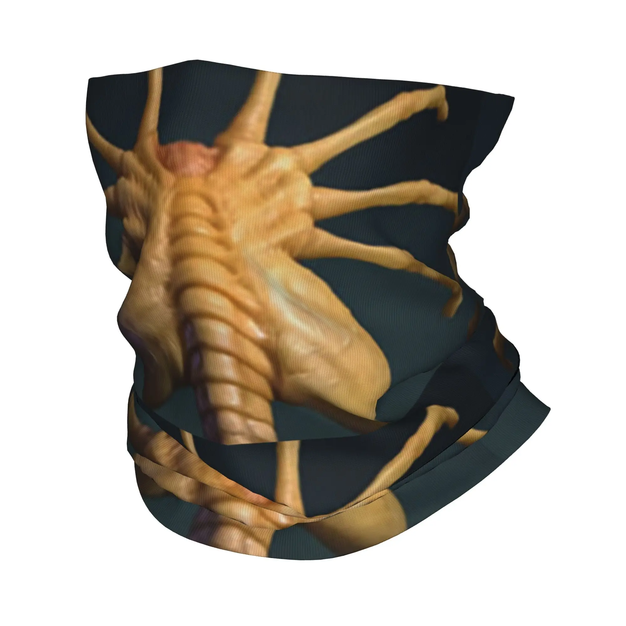 

Custom Face Hugger Friends Bandana Neck Gaiter for Ski Camping Women Men Wrap Scarf Horror Alien Monster Balaclava Warmer