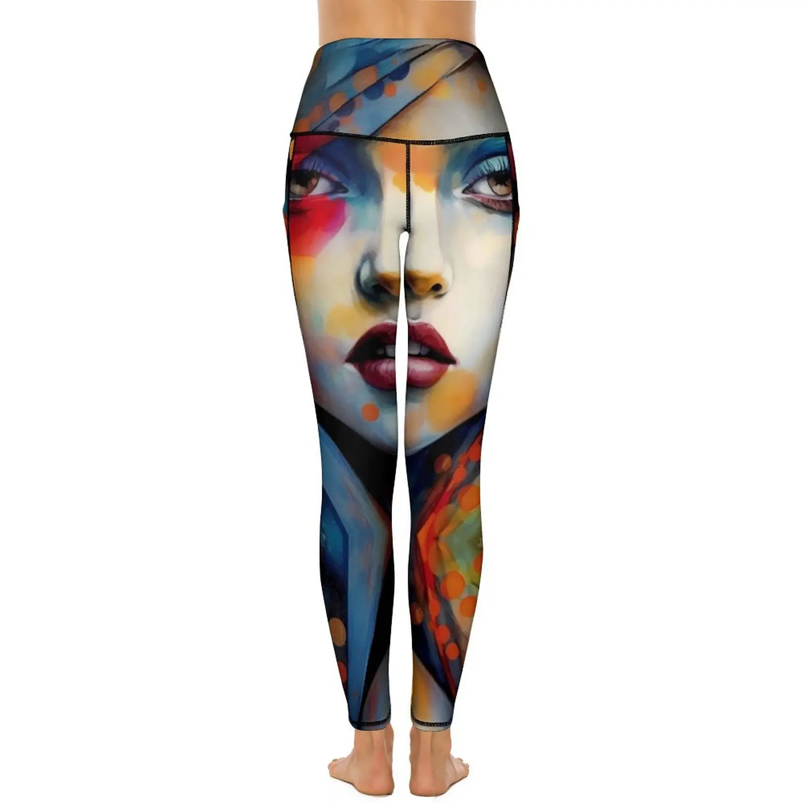 Dame Gesicht Yoga Hosen Taschen Pop Art einer Frau Leggings sexy Push-up Mode Yoga Sport Strumpfhosen schnell trocknende Fitness Leggins