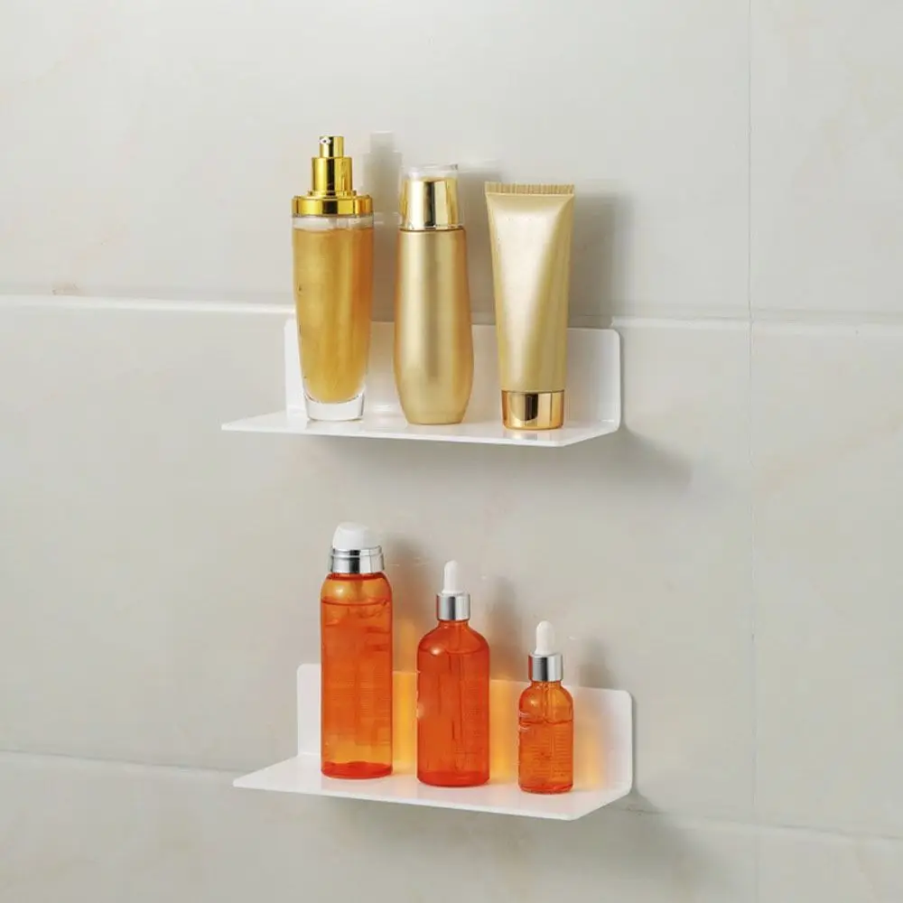 Adhesive Shelf Acrylic Floating Minimalist Style Rack Wall Shelves Easy Installation Decorating Action Figures White
