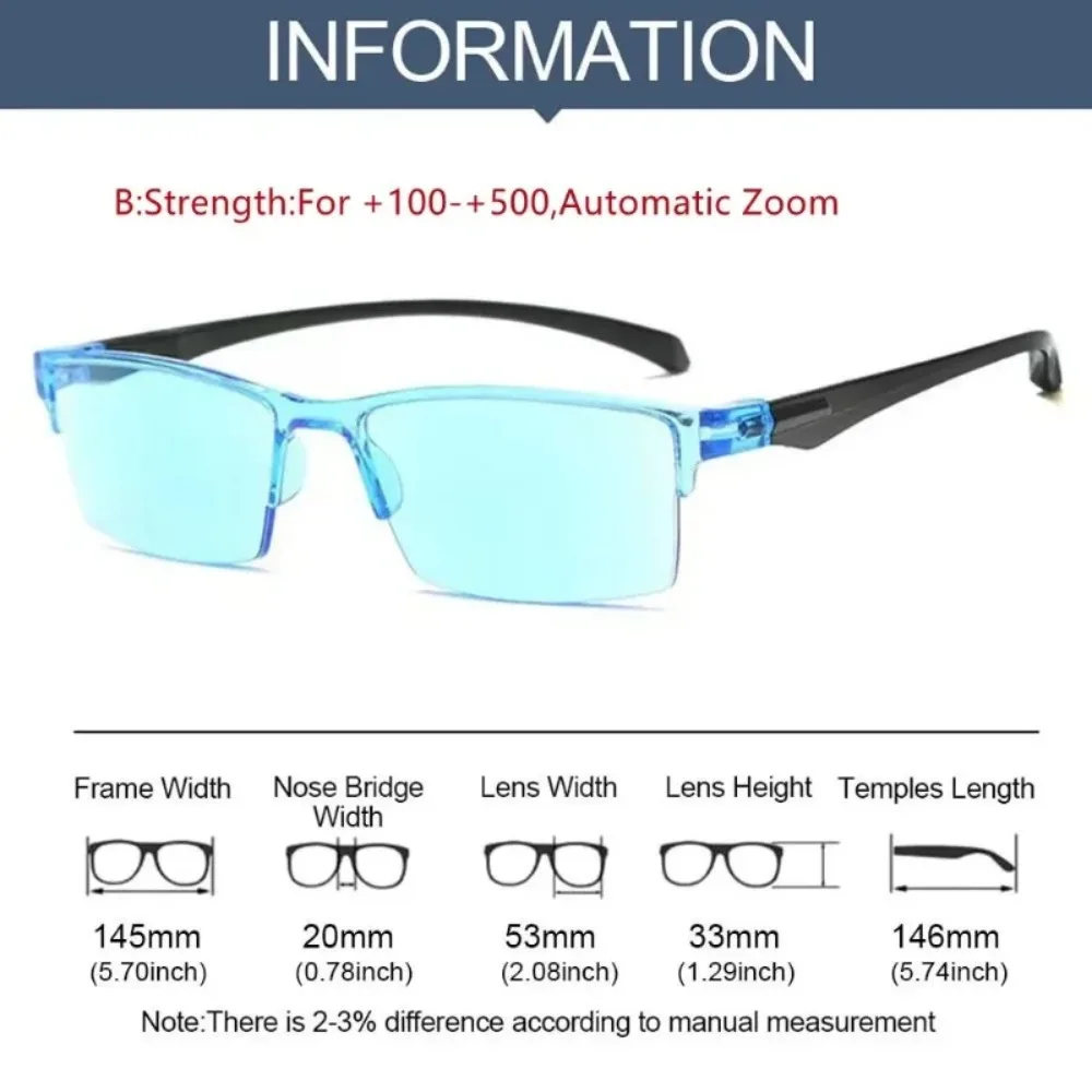 1PC Blue Light Glasses Rimless Smart Automatic Zoom Eyeglasses Men Women Optical Spectacle Reading Glasses Computer Goggles