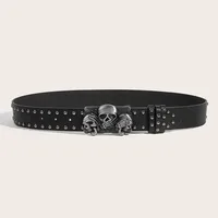 New Belts For Women High Quality Luxury Brand Punk Goth Rivet Black Jeans Unisex Men Belt Paw Skull Buckle Waistband Man - Image 4