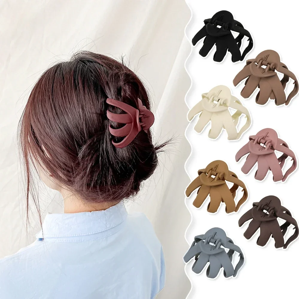 Frosted Octopus Hair Claw Solid Color Ponytail Clip Korean Simple Women Girls Non-Slip Shark Claw Irregular Hair Accessories