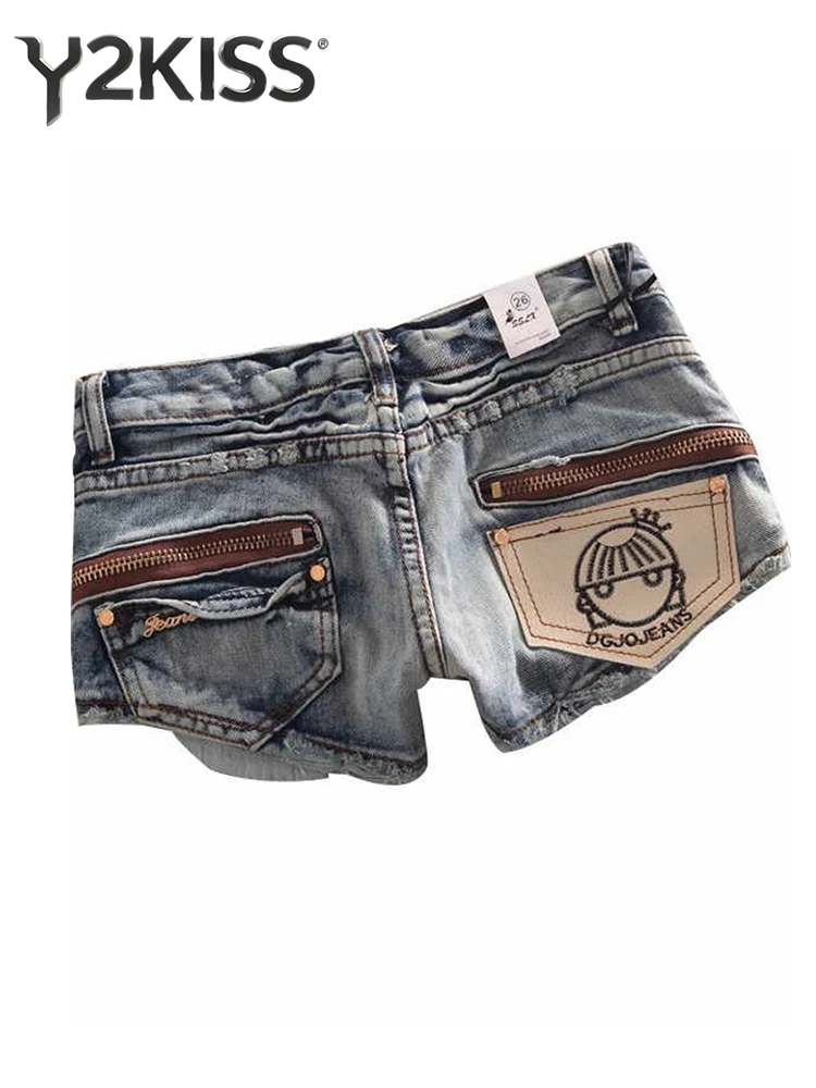 

Летние женские джинсовые шорты Kpop Abi Y2K 2000-х годов, рваные джинсовые шорты в стиле гранж Gyaru, японско-американский ретро, кибер-панк, Harajuku Tide