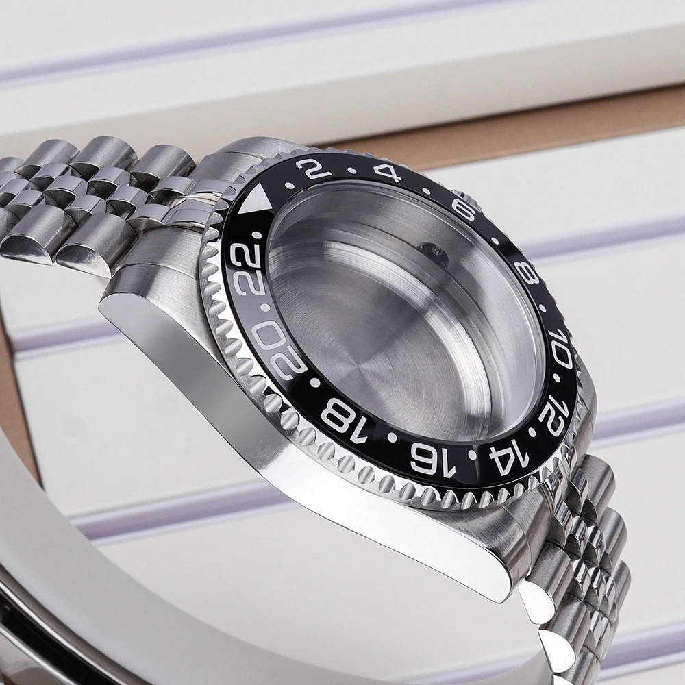 40mm Silberne Uhrengehäuse NH35 NH36 für SUB GMT NH35 NH36 NH34 NH38 ETA 2824 PT5000 Miyota 8215 Jubilee-Armband mit Glide-Lock-Verschluss – Detail 5