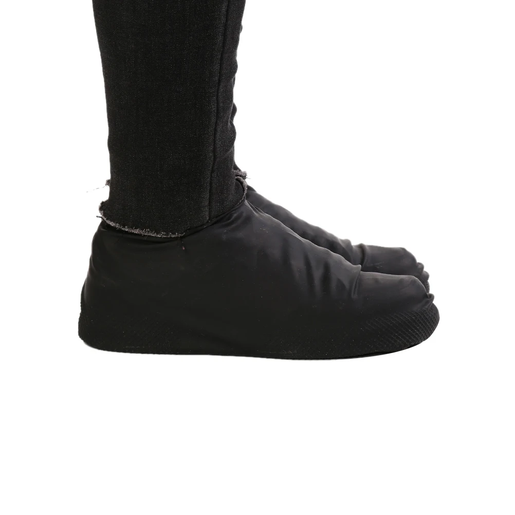 

1 Pair Size L Black Adjustable Latex Waterproof Rain Shoes Covers Anti Slip Rubber Boot Overshoes Foot Protection Accessories