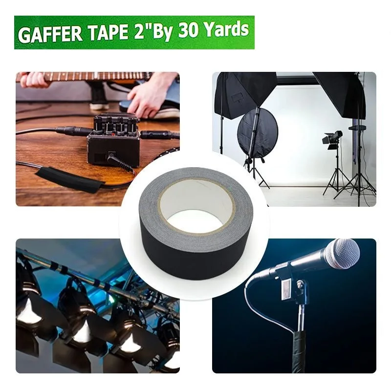 Gaffer Tape Easy Tear Heavy Duty Matte Black Cotton Cloth Tape Grip For Photography Book Repair Filming Backdrop Cable Stage