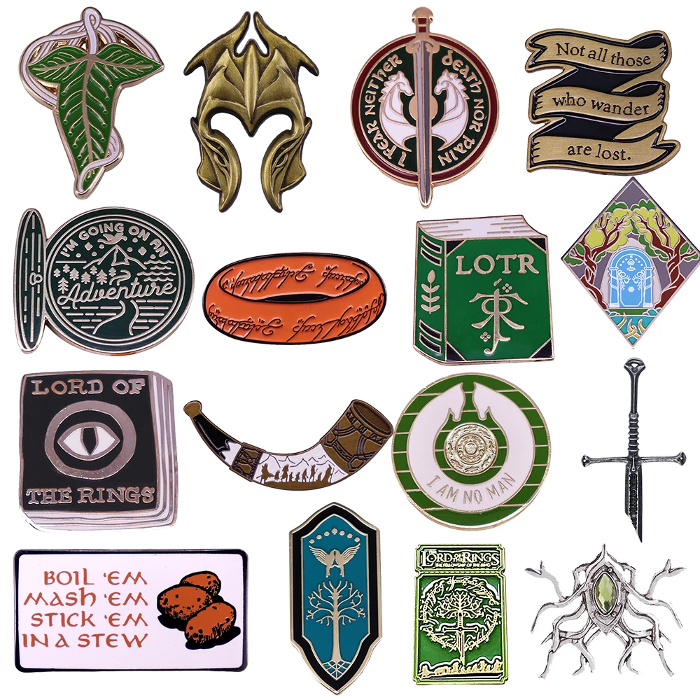 Movies Durin Doors Ring Enamel Pins Set Lord Rings Lapel Brooches Badges for Women Men Fans Cosplay Jewelry Accessories Gifts