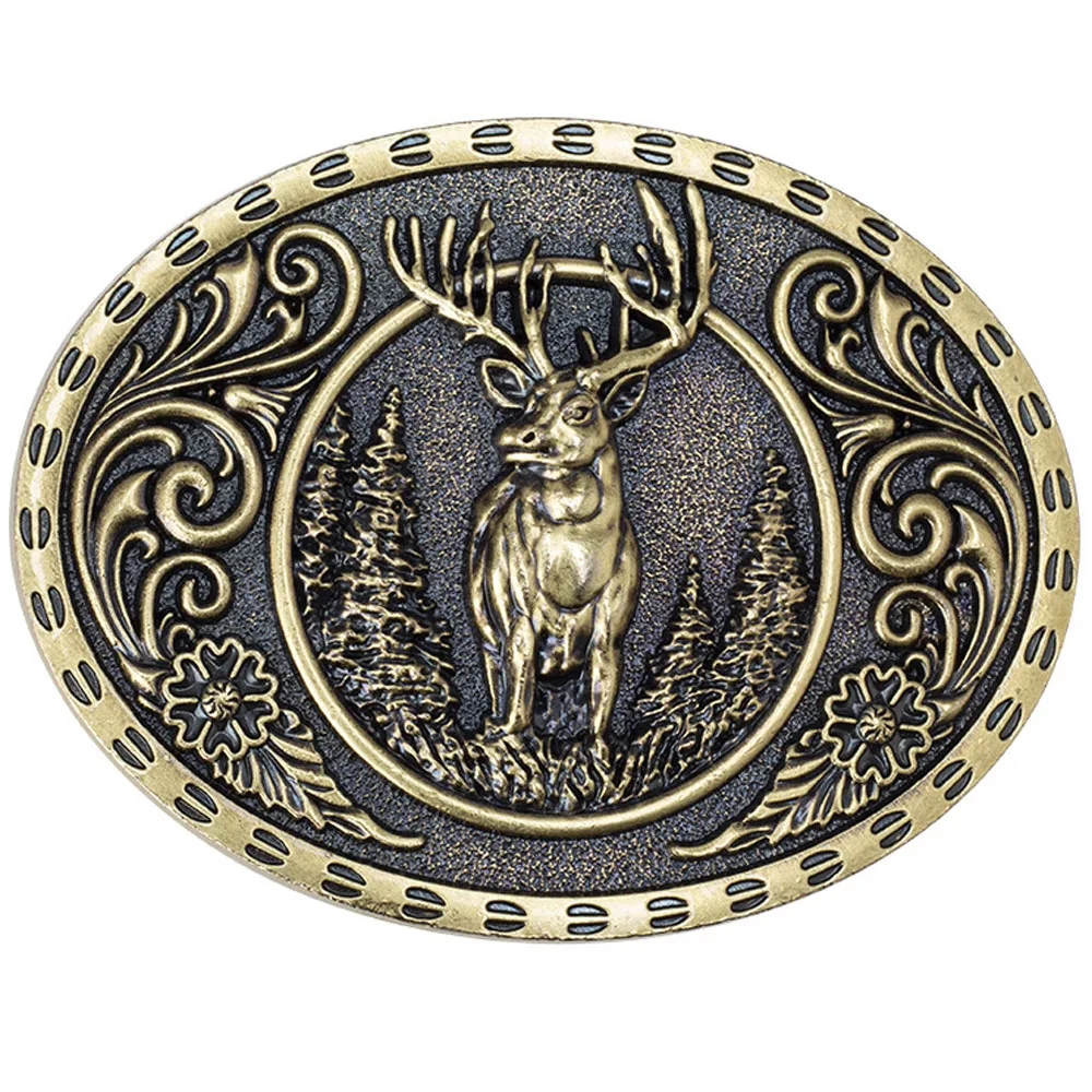 Cheapify Dropshipping Oval Vintage Western Cowboy Protect Wild Animals Deer Hunter Belt Buckles for Men пряжка для ремня мужчин