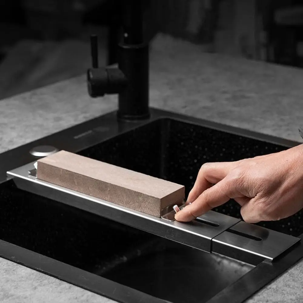 Retractable Sink Bridge Sharpening Stone Holder Anti Slip Stainless Steel Sharpening Stone Fixed Bracket Adjustable