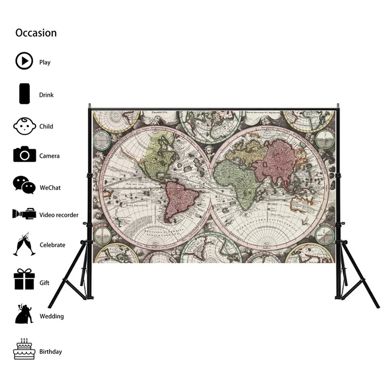 世界の不織布の地図,壁のポスター,芸術的なポスター,リビングルーム,家の装飾,学用品,90*60cm