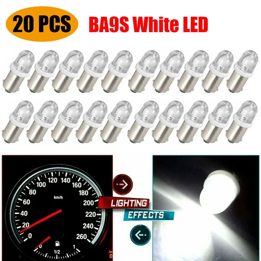 20Pcs BA9S 1815 1895 White LED Interior Instrument Panel Gauge Dash Light Bulbs