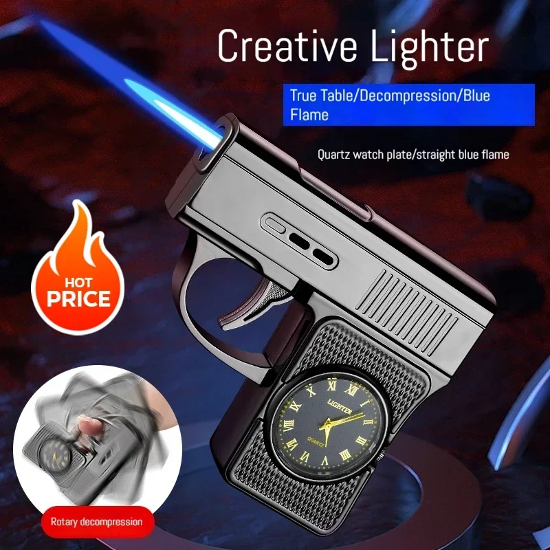 

New Windproof Watch Lighter Gas Spray Gun Lighter Jet Blue Flame Decompression Genuine Watch Lighter Cool Smoking Gift Lighters