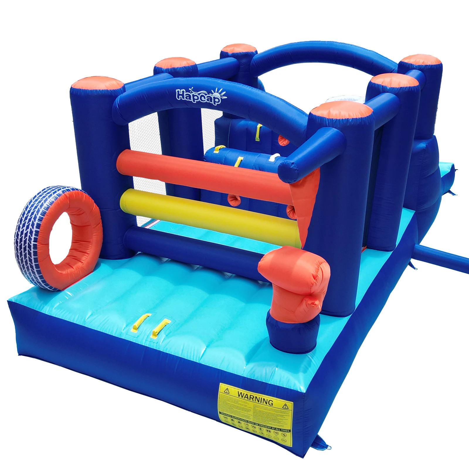 Hapcap Inflatable Obstacle Course Bounce House,2 Climbing Walls,Jumping Area,Simple Boxing Theme for Backyard Party,18' x 7.5'