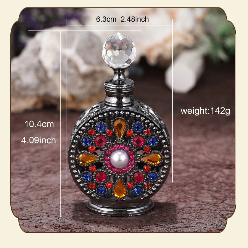 Luxury Dubai Perfume Dropper Bottles 15ml Aromatherapy Liquid Essential Massage Oil Pipette Cosmetic Container Vintage Diamonds