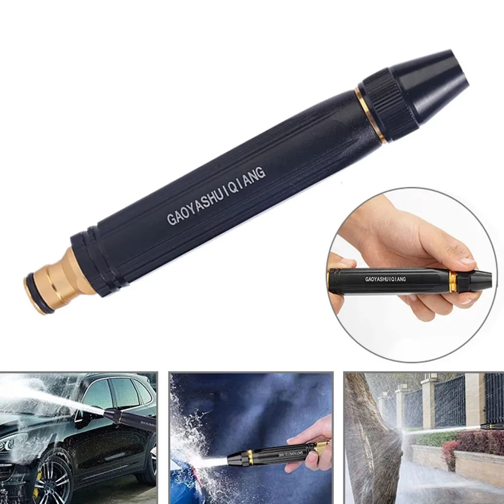 

1PCS High-Pressure Wash Flushing Alloy Sprinkler Water Booster Nozzle For Car Washing Watering Flower Cleaning Glass Floor Black