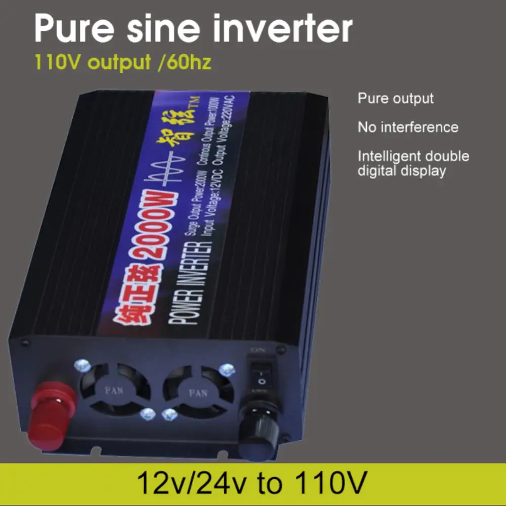 

Pure Sine Wave Inverter 1000W 1600W Power DC 12V 24V 48v To AC 220V Voltage 50/60HZ Converter Solar Car Inverter With LED