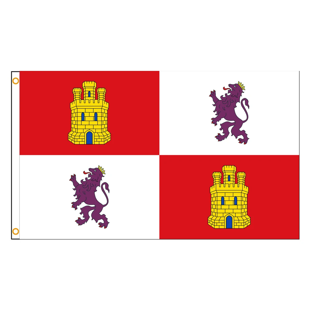 3x5 Ft Castile and León Flag Vivid Color and Fade proof a Autonomous communities of Spain Flags Polyester with Brass Grommets