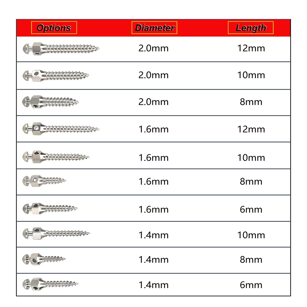 10Pcs Titanium Alloy Orthodontic Mini Screw, Self-Drilling Micro Implant, Temporary Anchorage Device Pin for Orthodontic Clinic