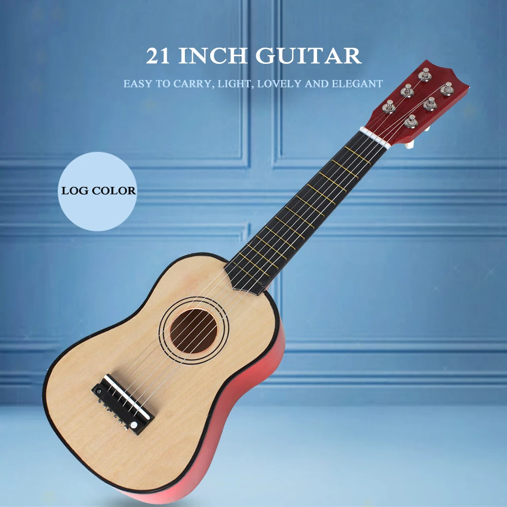 21 inch Portable Mini Guitar 6 Strings Ukulele Kids Beginners Learning Toy Gift Lightweight Portable Music Elements