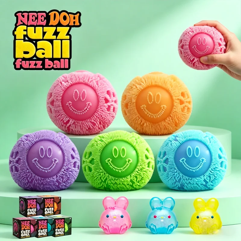 

CNNew Nee Doh Fuzz Ball Squeeze Toy* Soft Fluffy Flower Power Portable Stress Relief Relieves Anxiety Fidget Squishy Toy Gift**