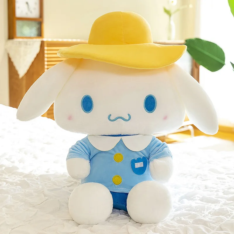 Sanrio Cinnamoroll Boneca de Ovelha Grande para Crianças, Almofada Estudante Bonito, Decoração do Quarto Kawaii, Presente de Aniversário, Chapéu Novo, 25cm