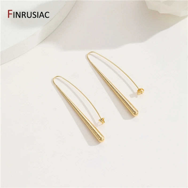 FINRUSIAC Gold Plated Vintage Leaf Earrings For Women Exaggerated Long Stick Hook Earrings Flower Ear Hook Fashion Women Jewelry