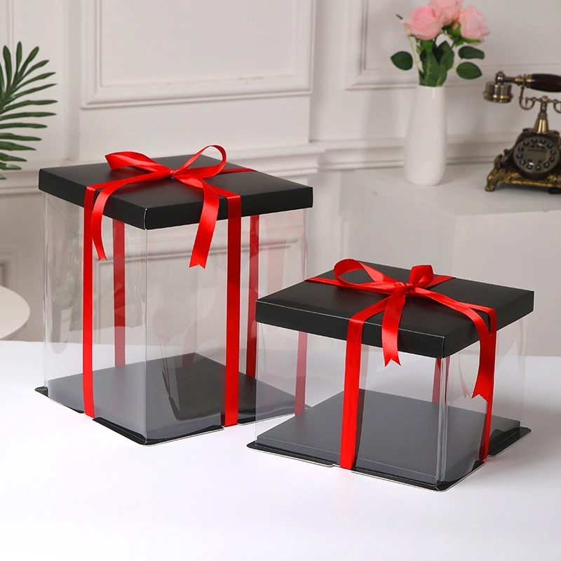 Transparent Packing Box High-Capacity Birthday Wedding Valentine Favor Wrapping Boxes Chocolate Cake Packaging Supplies