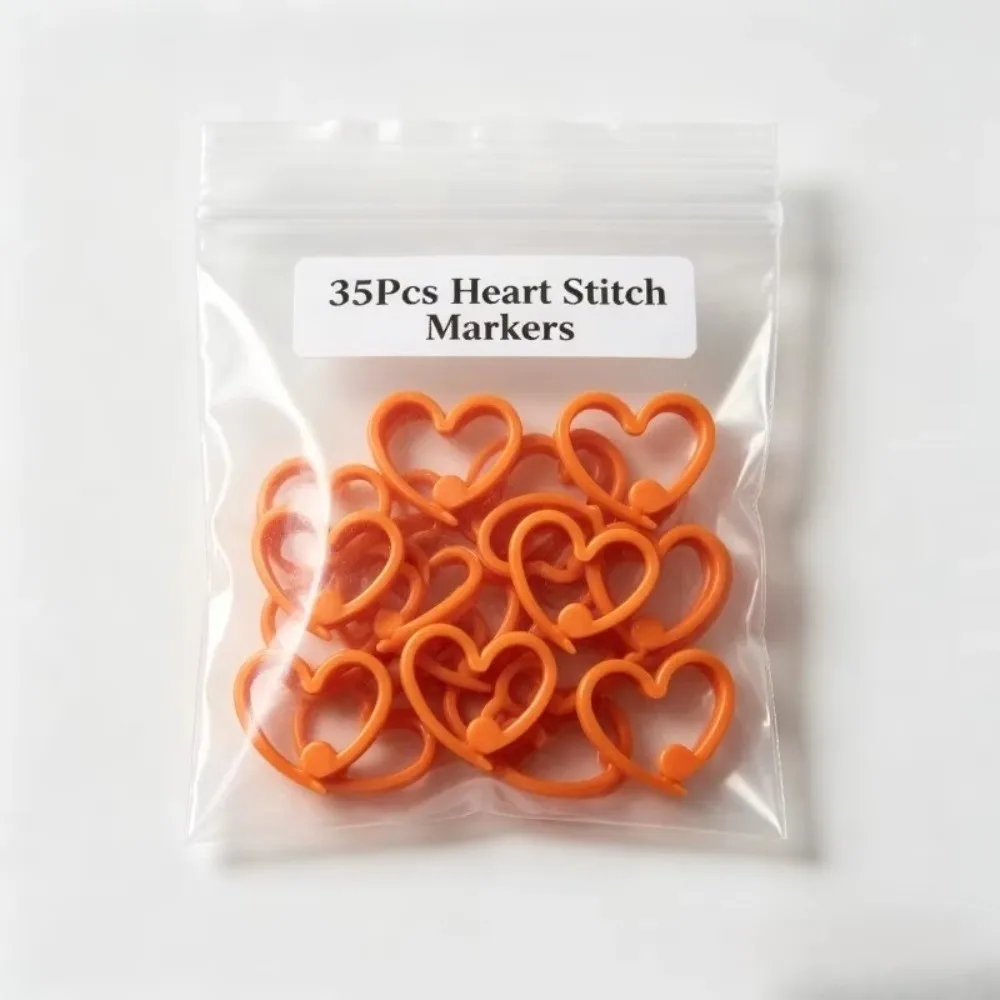 10/20/30PCS Plastic Crochet Stitch Markers No-Scratch Reusable Knitting Stitch Markers Heart Shape Handmade Yarn