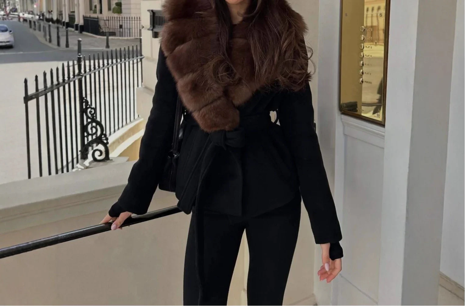 2025 Autumn and Winter New Arrival Temperament Socialite Fur Collar Waist-Strap Woolen Coat Jacket High-end