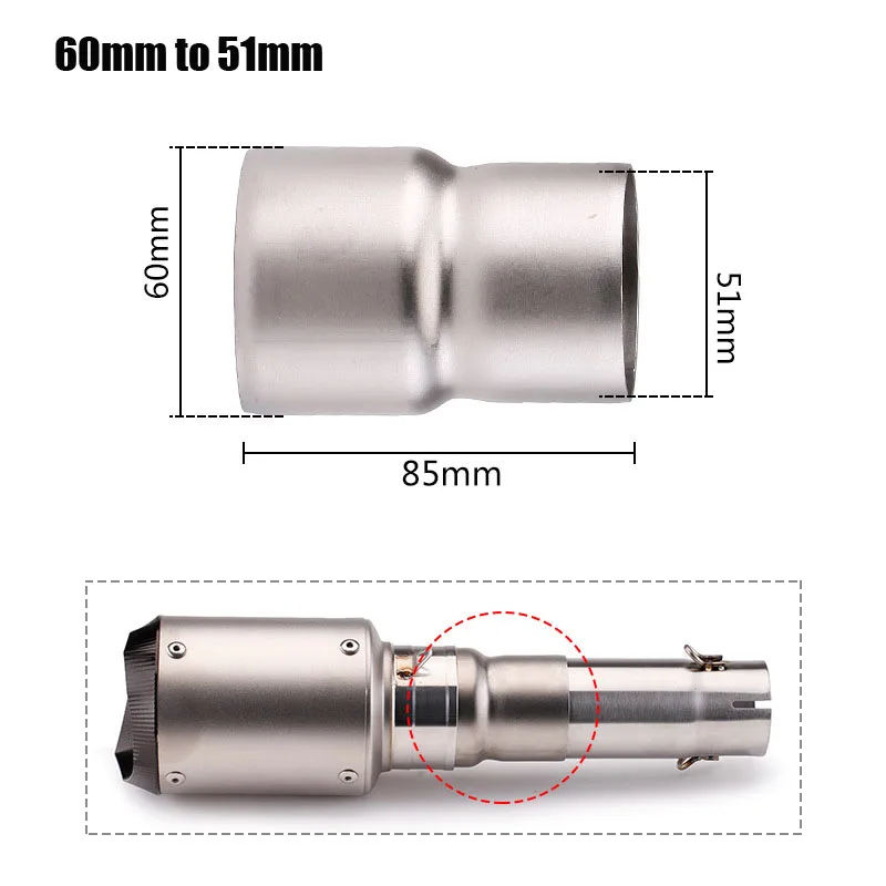 Universal Motorcycle Exhaust Muffler Adapter Escape 51mm to 60mm 60mm to 51mm 51mm lengthening Pipe image 5