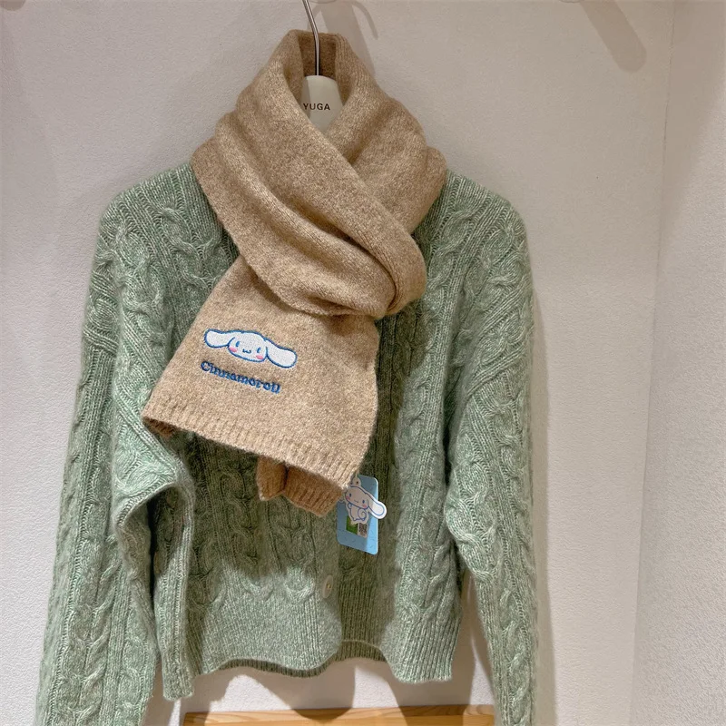 

Miniso genuine Sanrio knitted wool scarf cute kt cat female student winter thick warm Japanese scarf