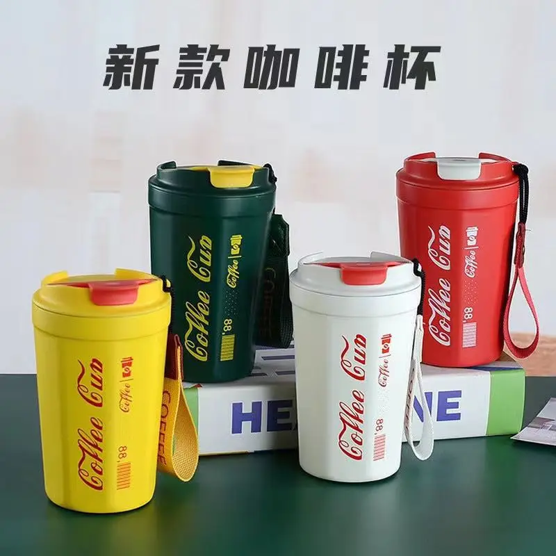 

Stainless Steel Water Bottle Thermos, High Appearance Level, Coke Coffee Cup, Accompanying Handle, Car Water, Couple, 2022 New