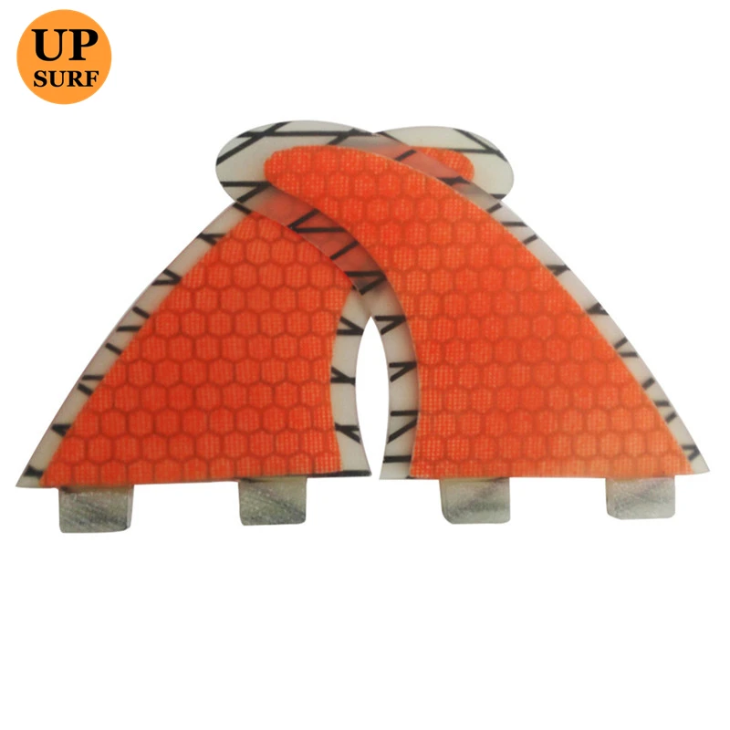 Surf Board UPSURF FCS Fin TWIN FIN G5 Orange Color Surfing Fin 2 pcs/set High Quality Fiberglass Honeycomb Surfboard Fin