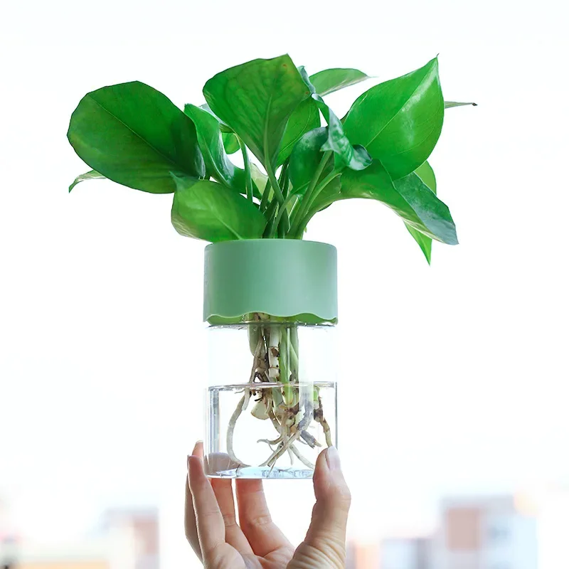 Mini Hydroponic Flower Pot Home Vase Decor Transparent Imitation Glass Soilless Plant Pots Green Plants Pot For Home Decoration