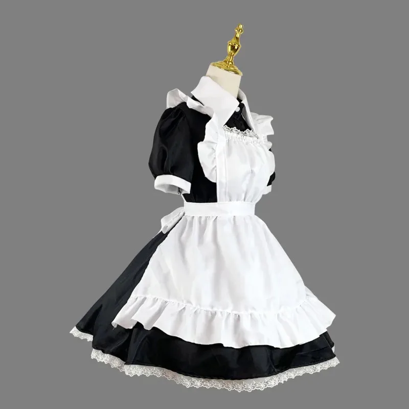 女性用ラブリーメイドコスプレコスチューム半袖レトロメイドロリータドレスキュートな和風フレンチ風コスプレコスチュームプラスサイズ5XL