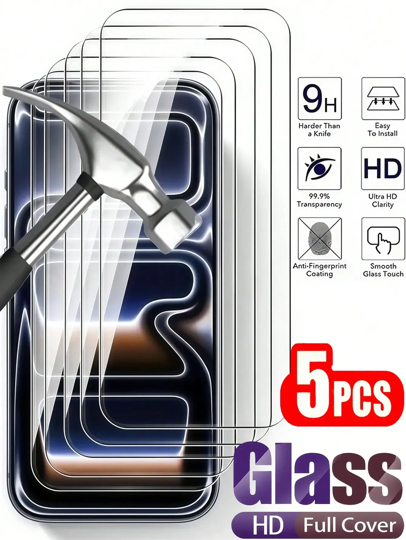 

Privacy Screen Protector 5pcs 9H Tempered Glass Screen Protector, Anti-Spy, Anti-Explosion, Anti-Scratch, Privacy Protection