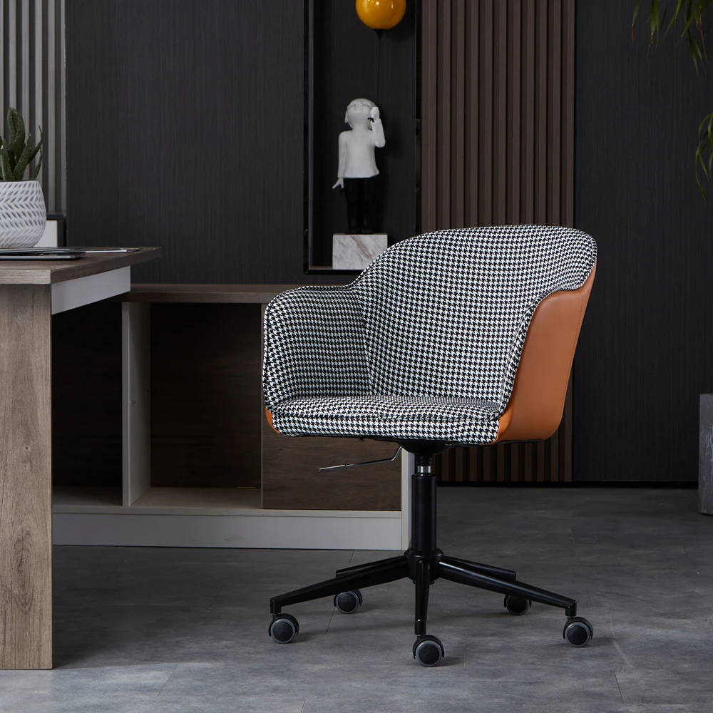 

Modern Moveable Adjustable Swivel Armchair With Curved Backrest Wholesale Fabric Office & Living Room Dining Chair For Home Use