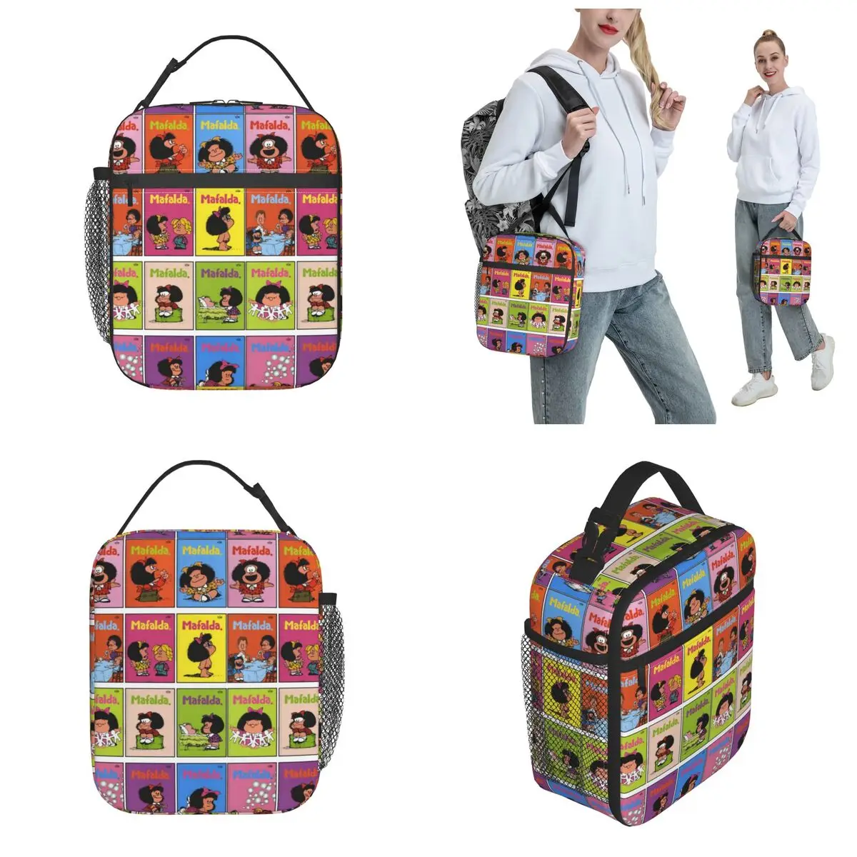 Mafalda Cute Poster Insulated Lunch Bag Lovely Mafalda Food Container Portable Cooler Thermal Bento Box For School Office