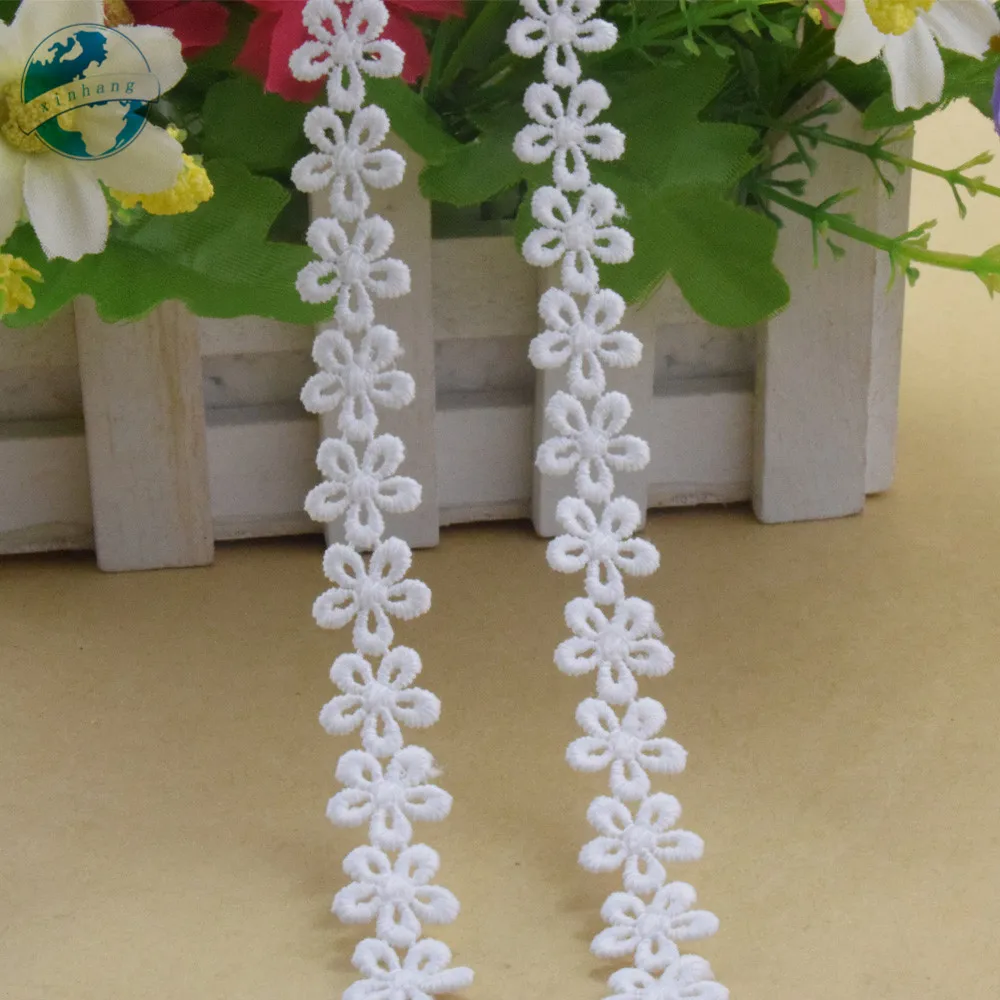 2yards 1.5cm White Polyester Embroidery Lace Sewing Ribbon Fabric Guipure Diy Trims Warp Knitting DIY Garment Accessories#3752