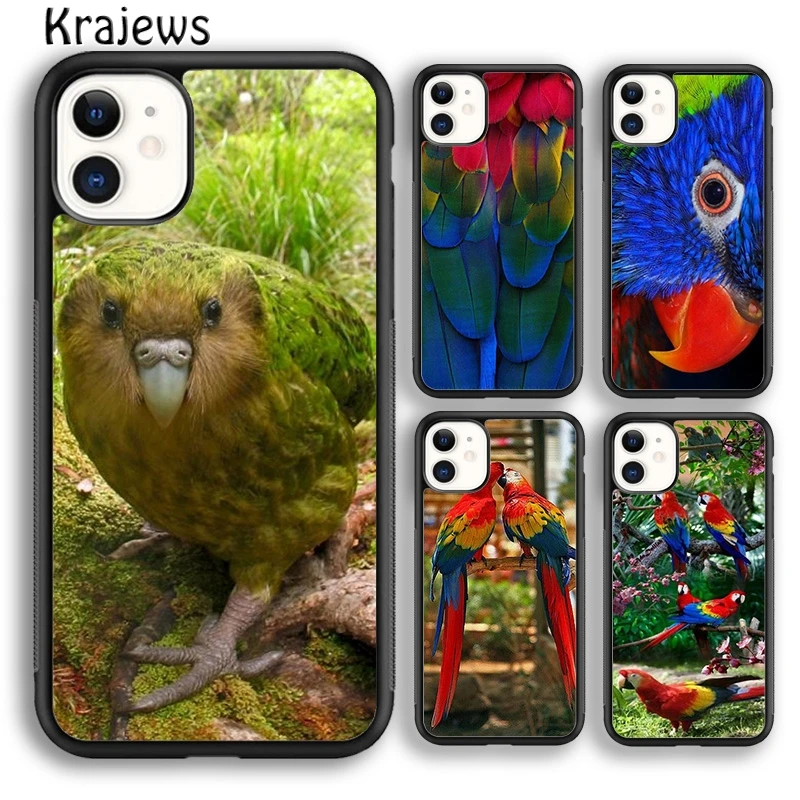 Krajews EXOTIC PARROT BIRD COLLAGE Phone Case Cover For iPhone 16 15 SE2020 14 6 7 8 plus 11 12 13 pro max coque Shell Fundas