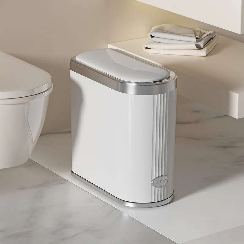 

Intelligent induction trash can household 2024 new automatic bathroom toilet paper basket narrow crack with lid electric