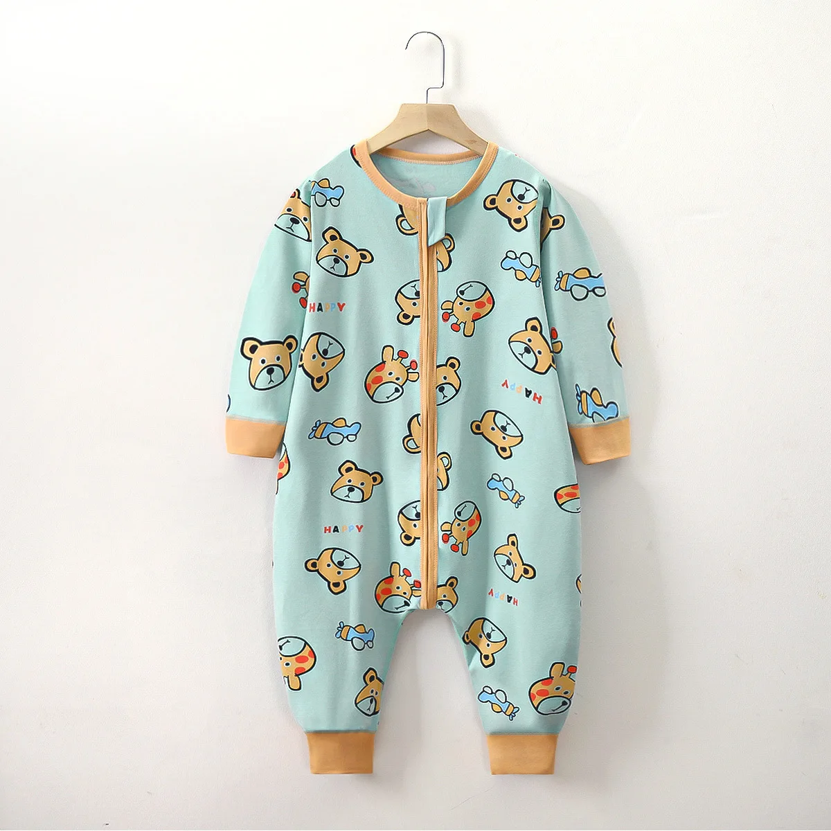 Newborn Cute Cartoon Print Romper Spring Autumn Baby Boys Girls Long Sleeve Zipper Jumpsuit Toddler Infant Comfortable Rompers