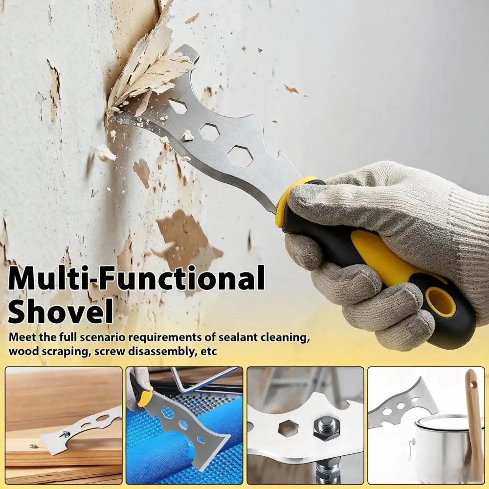 13in1 Multi Function Stainless Steel Putty Knife,Hand Tool for Wall Repair Tile Cleaning Yacht Ship Maintenance DIY Construction