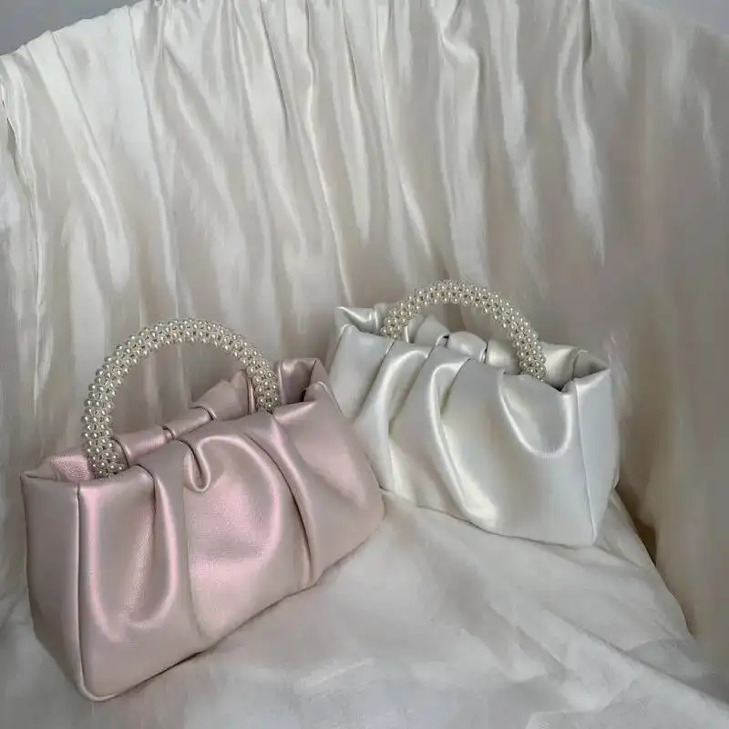 

Bloom Haruku Pearl Handle Cloud Hand Bag Wallet Women Retro Elegant Pu Leather Y2k Purse Female Fairycore Aesthetic Handbag