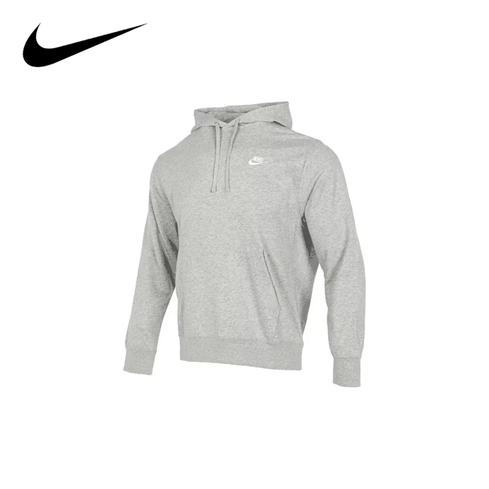 Original Nike Black Grey Men\'s Hoodie Sports Casual Knit Basketball Pullover CZ7858-010