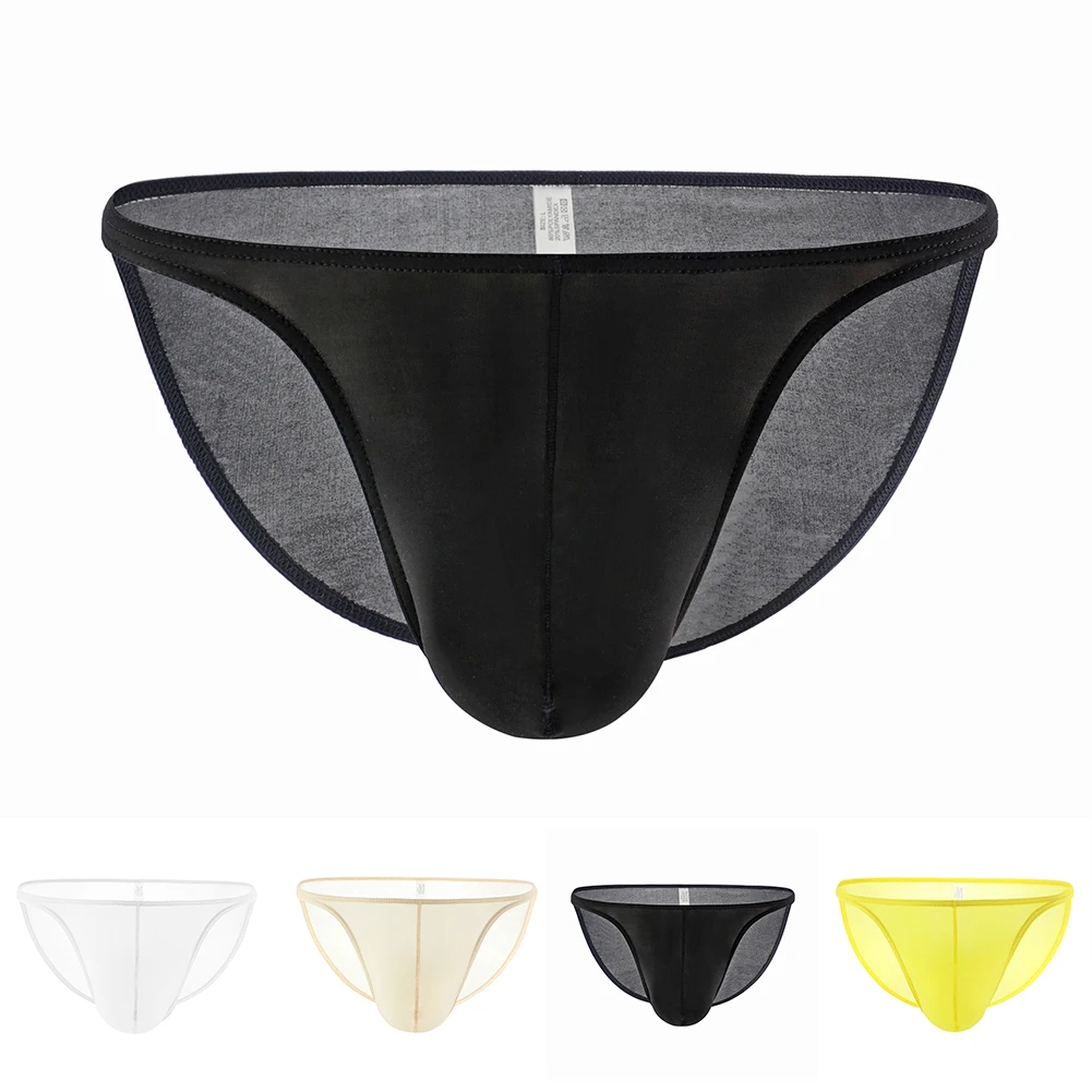 ملابس داخلية منتفخة للرجال، ثونغ شبكي للاستخدام اليومي، ملابس داخلية رفيعة للغاية من نسيج الحرير الجليدي الجديد، خصر منخفض