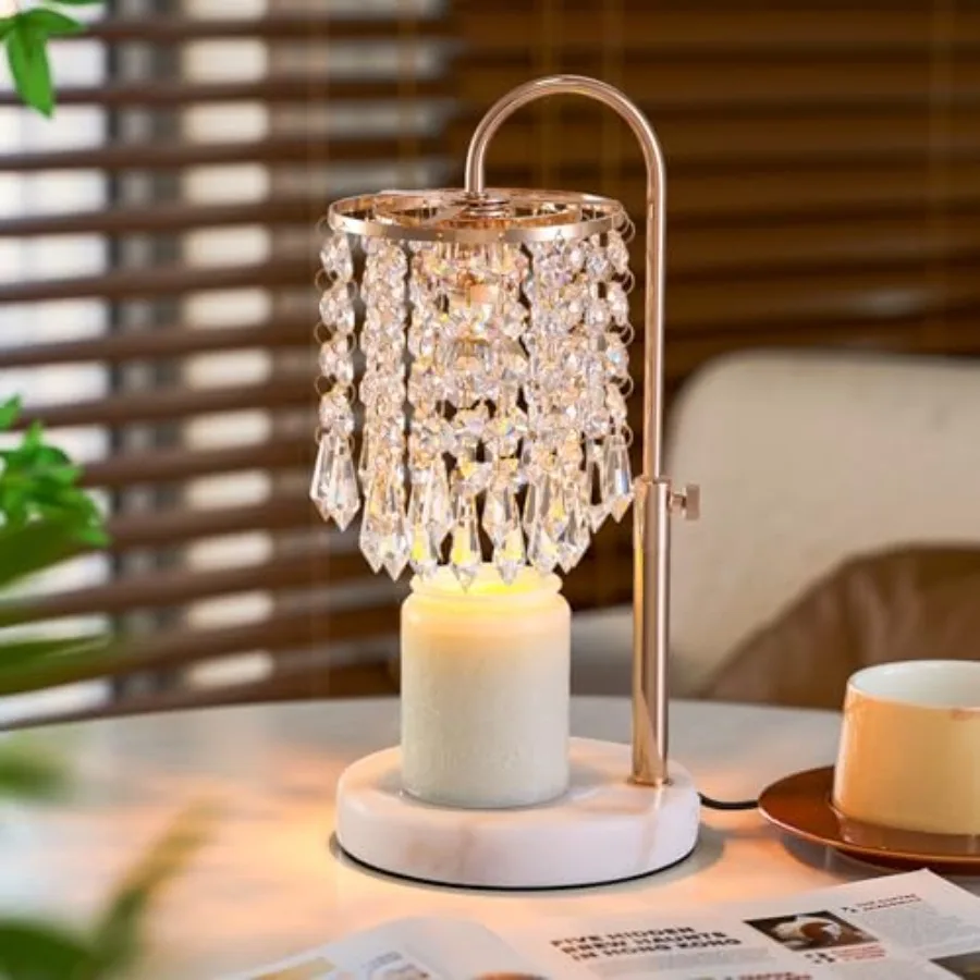 

Candle Warmer Lamp with Timer Dimmer 2H/4H/8H Timer, Lamp Candle Warmer with Marble Base for Adjustable Height, Crystal Wax Mel